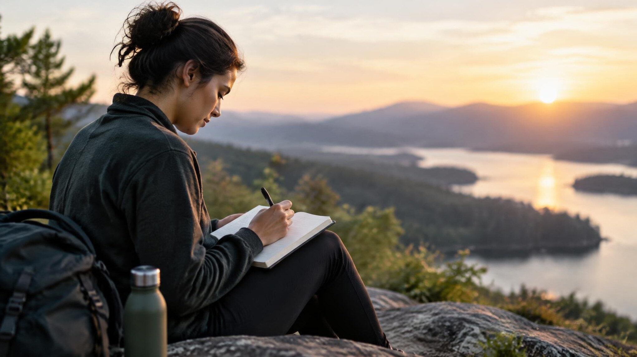 person writing in journal